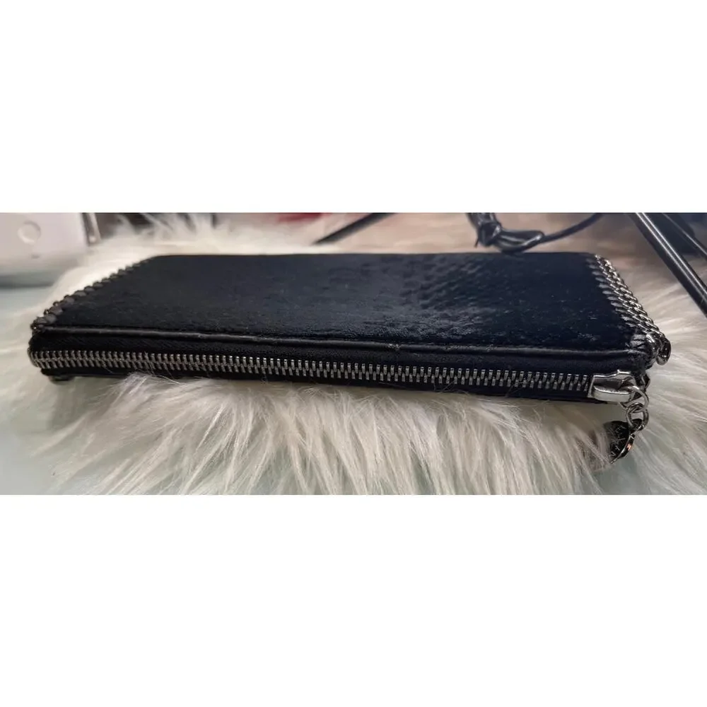 Stella McCartney fallabella black velvet python wallet